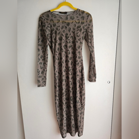 NWT Supertrash (Green) Leopard Mesh Long-Sleeve Midi-Dress Size XS - Picture 5 of 5